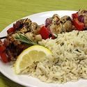 Chicken & Vegetable Kabobs with Lemon Herb Rice Pilaf